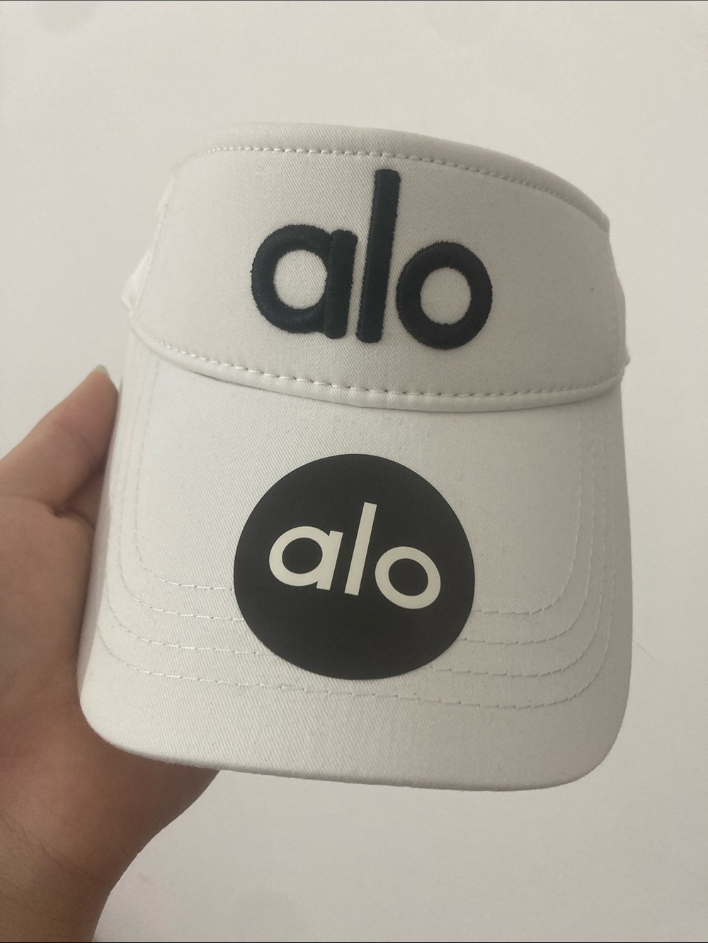 ALO Yoga Kids White Visor with Black Logo